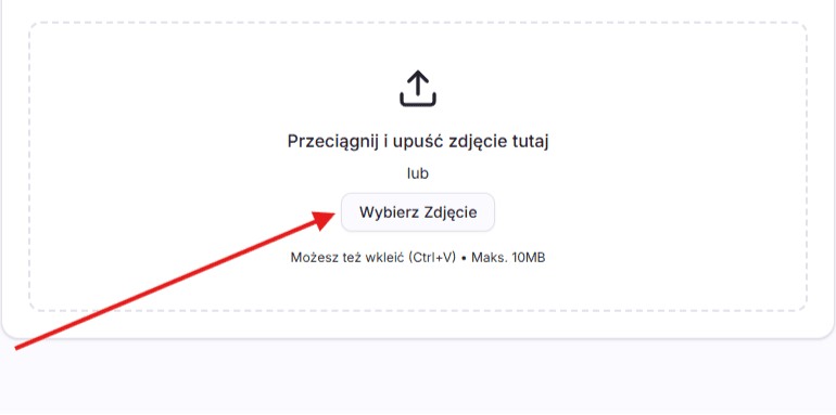 Interfejs przesyłania zdjęcia z opcjami przeciągnij i upuść
